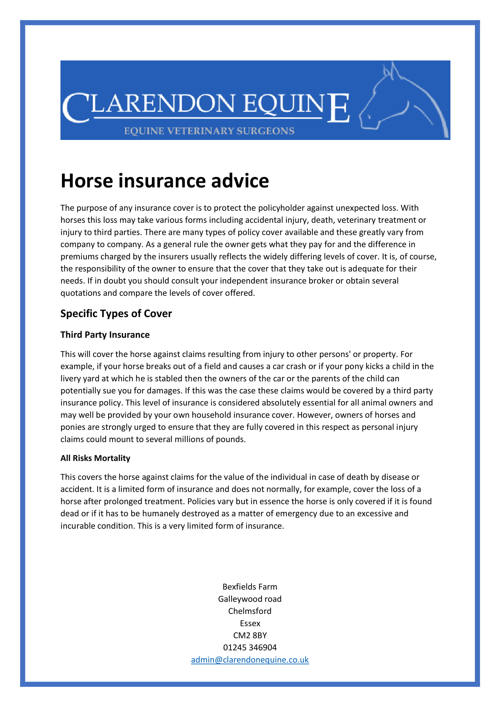 Horse insurance advice