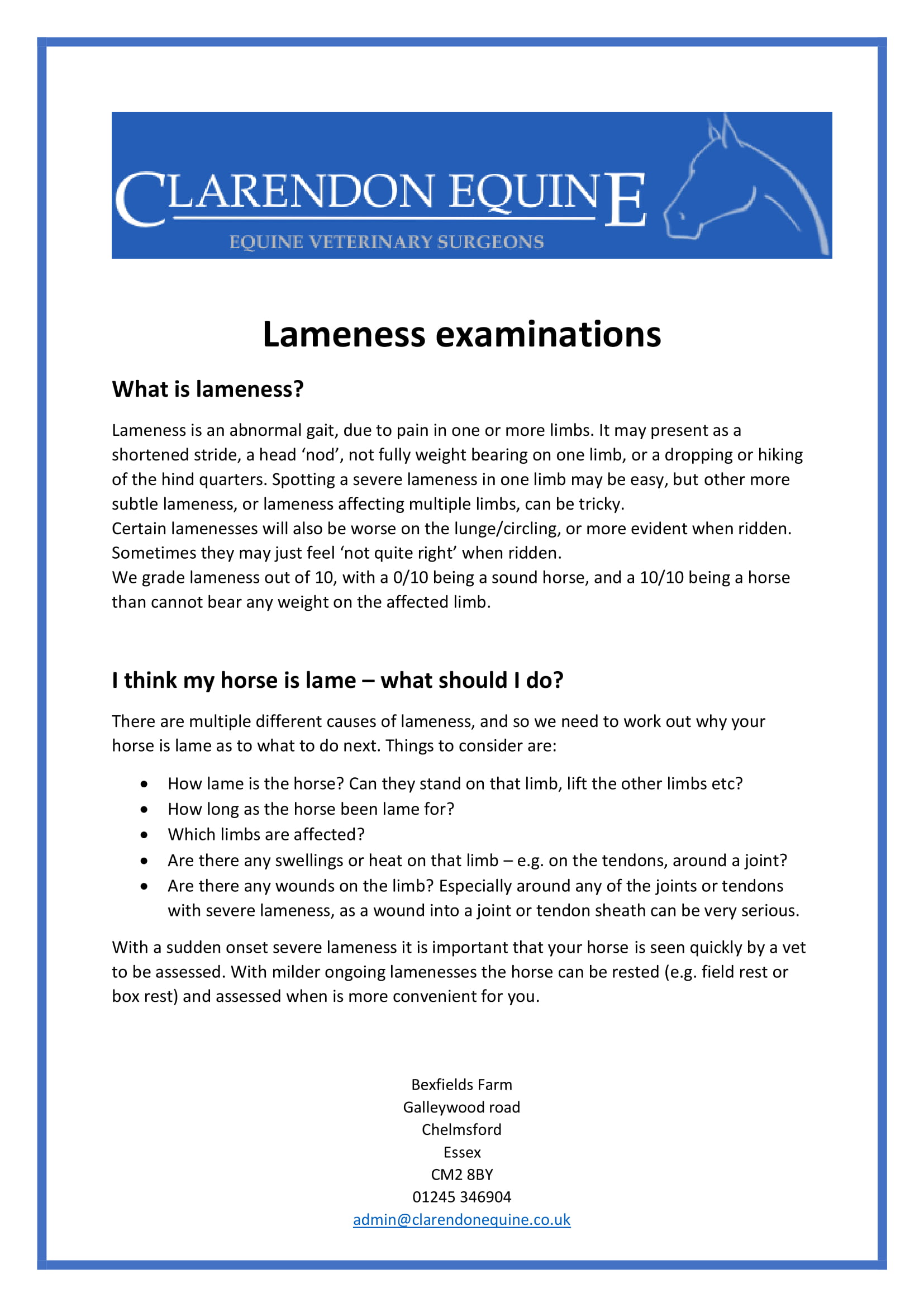 Lameness examinations